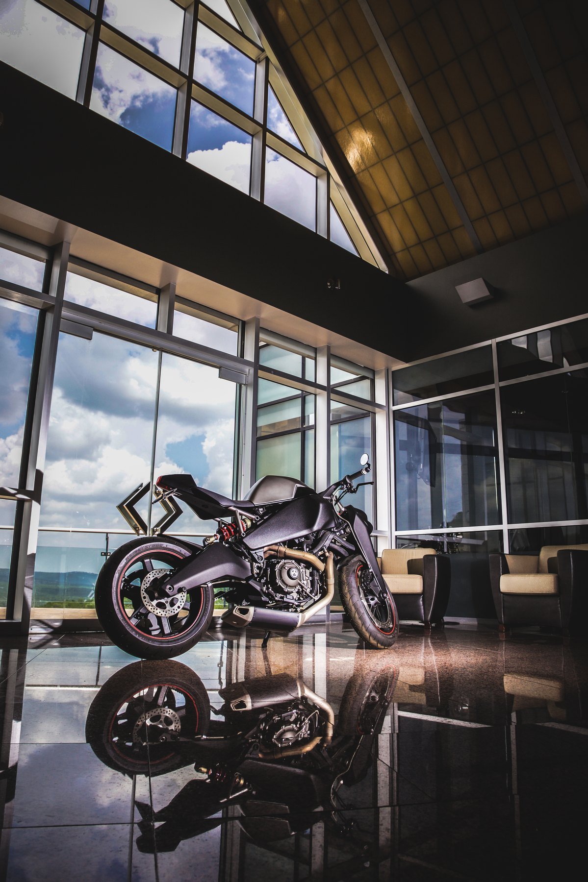 Matte black Ronin displayed in the Magpul Texas headquarters lobby