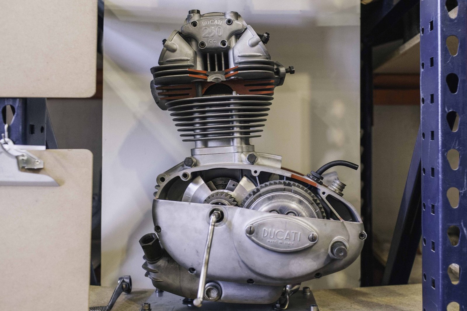 Denver shop — engine on the bench