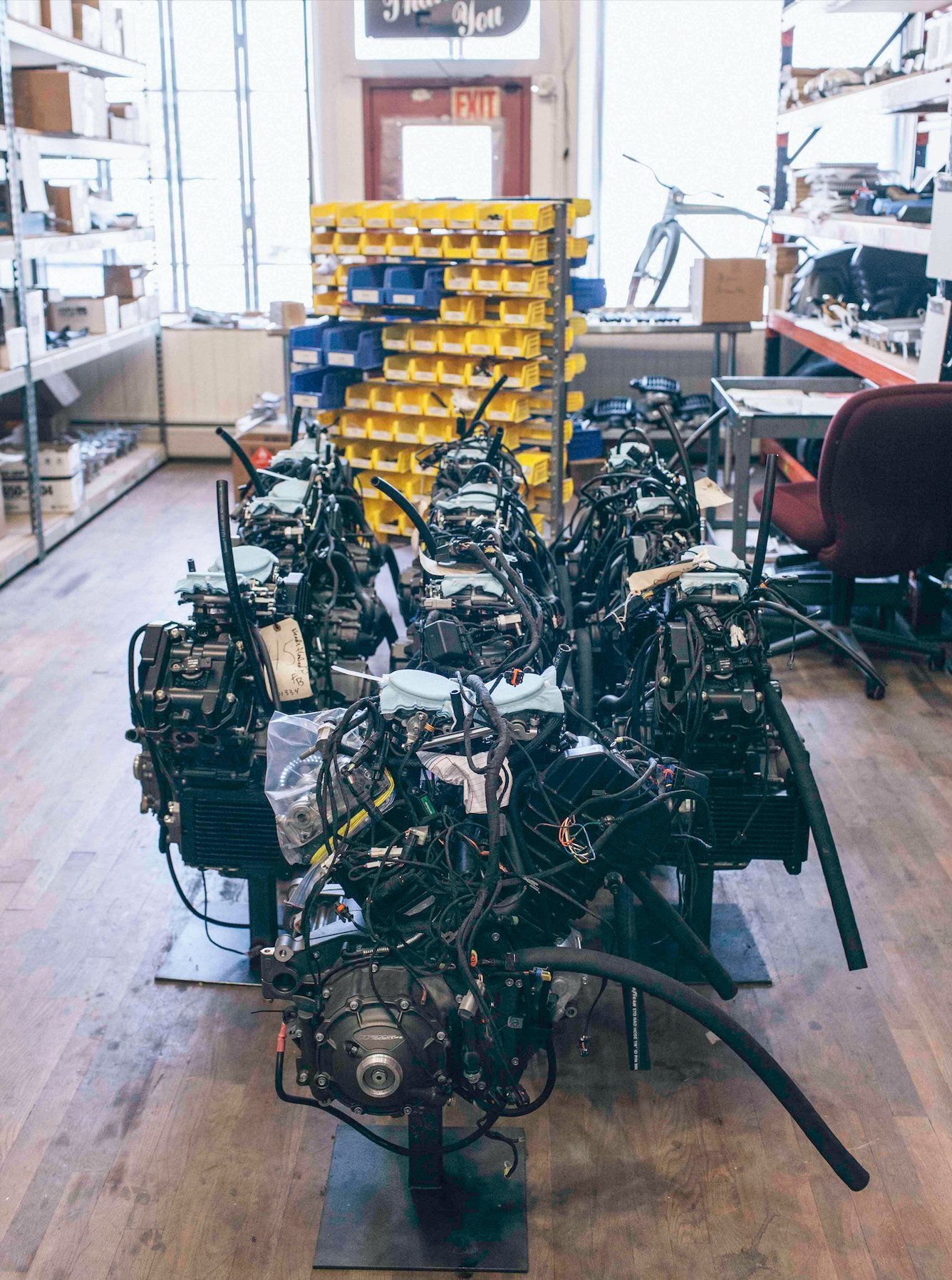 Denver shop — bare engines